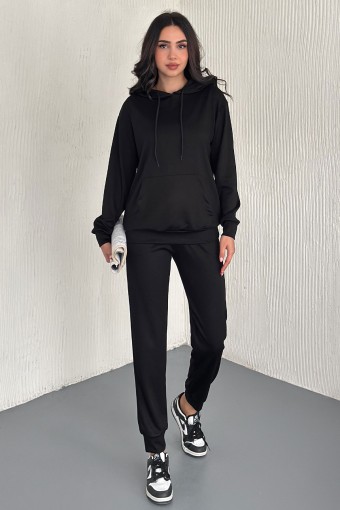 POGI - Pogi Kadın Eşofman Takımı Manşetli Paça Kapuşonlu - Bej (1)