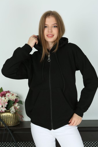 POGI - Pogi Kadın Kapşonlu Sweatshirt - Siyah (1)