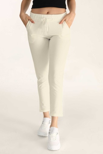 POGI - Pogi Kadın Klasik Eşofman Tek Alt Uzun - Krem