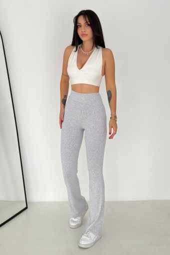 POGI - Pogi Kadın Tayt Tek Alt Uzun İspanyol Paça - Gri (1)