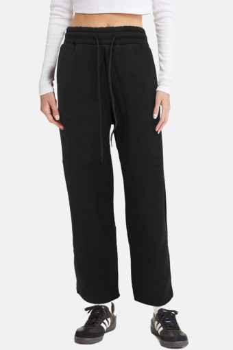 POGI - Pogi Kadın Tek Alt Eşofman 3 İplik Bel Bağlama Detaylı Pamuklu - Siyah