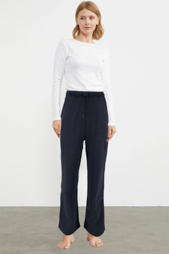 POGI - Pogi Kadın Tek Alt Eşofman 3 İplik Boru Paça - Lacivert