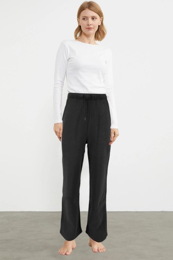 POGI - Pogi Kadın Tek Alt Eşofman 3 İplik Boru Paça - Siyah