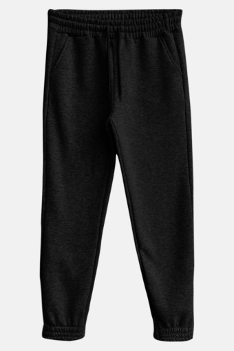 POGI - Pogi Kadın Tek Alt Eşofman 3 İplik Paçası Lastikli - Siyah