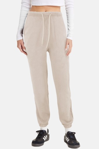 POGI - Pogi Kadın Tek Alt Eşofman 3 İplik Paçası Lastikli Ve Bel Bağlama Detaylı Pamuklu - Taş