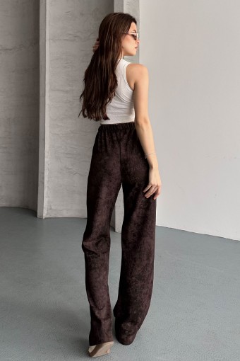 POGI - Pogi Kadın Tek Alt Eşofman Batik Pamuk Likralı Bol Paça - Acı Kahve (1)