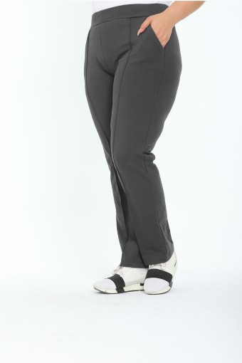 POGI - Pogi Kadın Tek Alt Eşofman Büyük Beden - Füme (1)