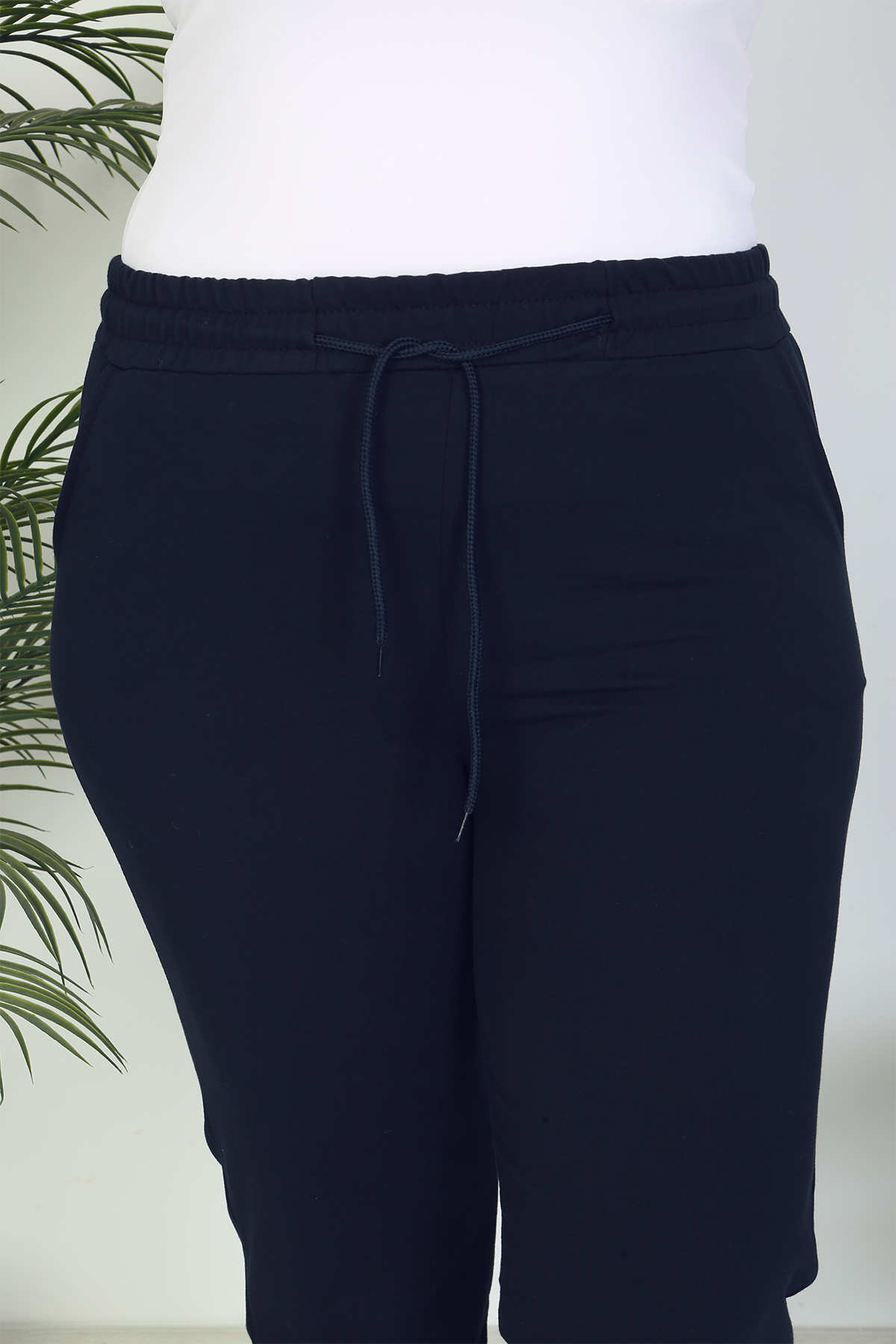 Pogi Kadın Tek Alt Eşofman Büyük Beden - Lacivert - Thumbnail