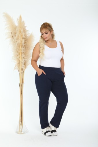 POGI - Pogi Kadın Tek Alt Eşofman Büyük Beden - Lacivert (1)