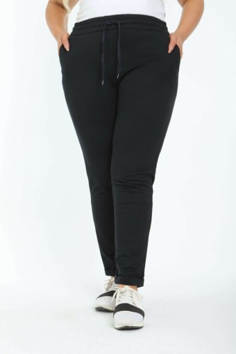 POGI - Pogi Kadın Tek Alt Eşofman Büyük Beden - Siyah