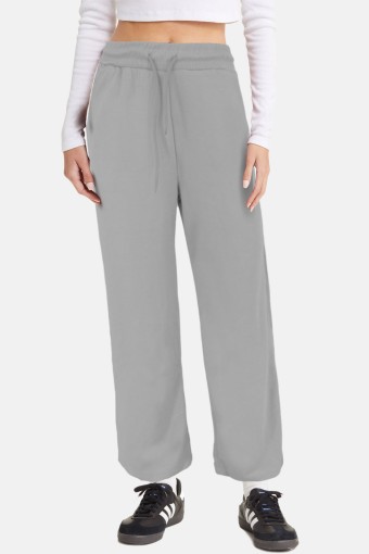 POGI - Pogi Kadın Tek Alt Eşofman Cepli Geniş Paça Modal - Açık Gri