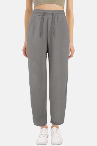 POGI - Pogi Kadın Tek Alt Eşofman Cepli Geniş Paça Modal - Gri