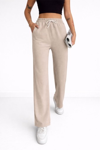 POGI - Pogi Kadın Tek Alt Eşofman Cepli Geniş Paça Modal - Taş