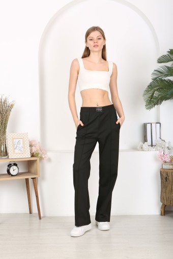 POGI - Pogi Kadın Tek Alt Eşofman Cepli Paçası Lastikli - Füme