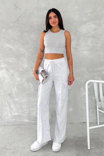 POGI - Pogi Kadın Tek Alt Eşofman Geniş Paça Kargo Cepli - Lacivert (1)