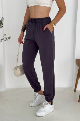 POGI - Pogi Kadın Tek Alt Eşofman Paça Lastikli - Füme (1)