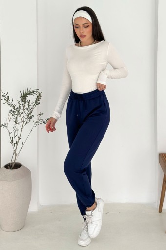 POGI - Pogi Kadın Tek Alt Eşofman Paça Lastikli - Lacivert (1)