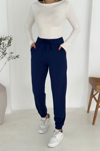 POGI - Pogi Kadın Tek Alt Eşofman Paça Lastikli - Lacivert (1)