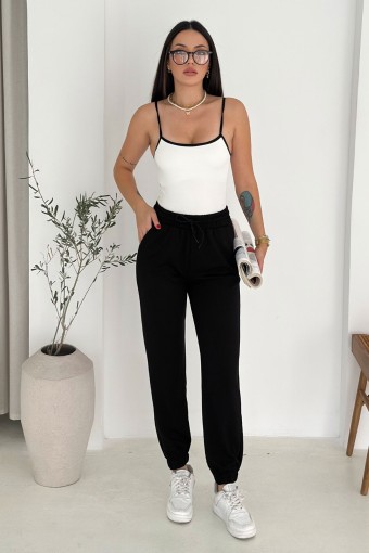 POGI - Pogi Kadın Tek Alt Eşofman Paça Lastikli - Siyah (1)