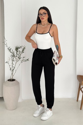 POGI - Pogi Kadın Tek Alt Eşofman Paça Lastikli - Siyah