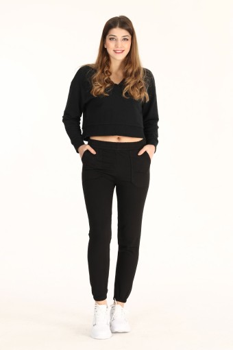 POGI - Pogi Kadın Tek Alt Eşofman - Siyah