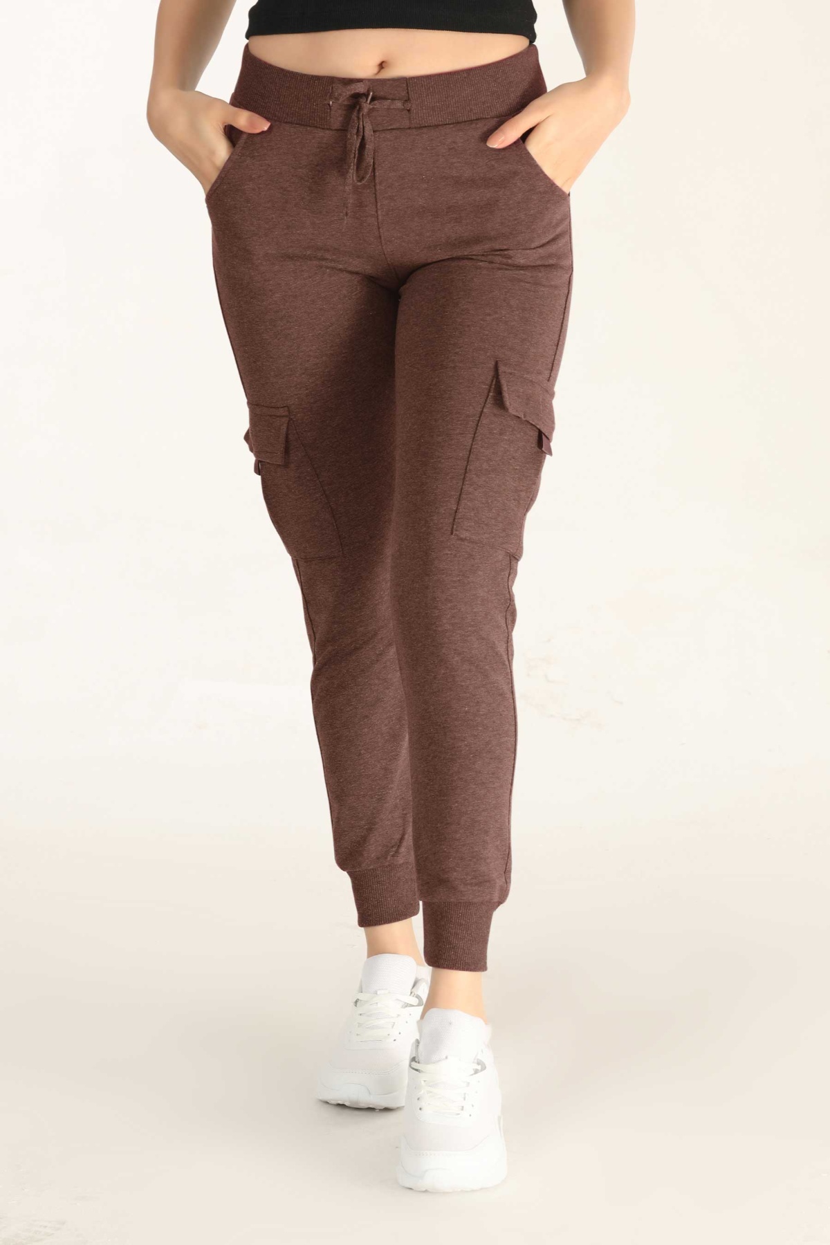 Pogi Kadın Tek Alt Pijama Kargo Model - Siyah - Thumbnail