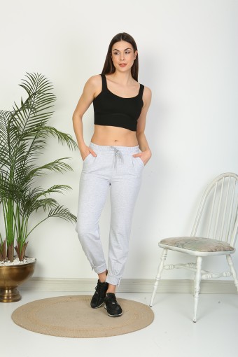 POGI - Pogi Kadın Tek Alt Pijama Uzun - Açık Gri