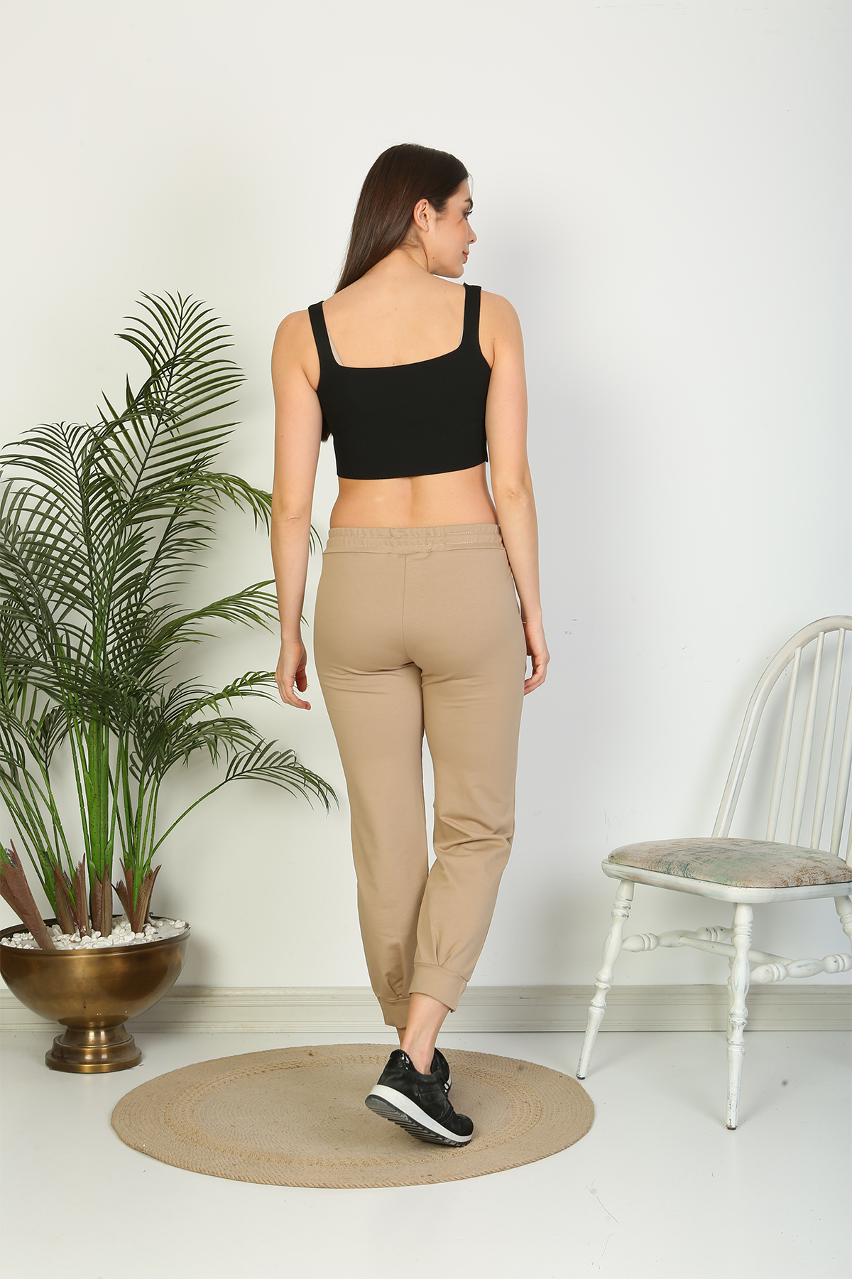 Pogi Kadın Tek Alt Pijama Uzun - Bej - Thumbnail