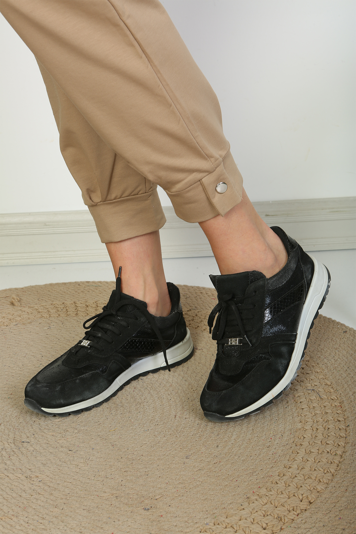 Pogi Kadın Tek Alt Pijama Uzun - Bej - Thumbnail