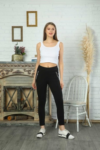 POGI - Pogi Kadın Tek Alt Pijama Uzun Klasik - Siyah (1)