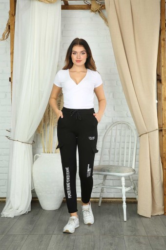 POGI - Pogi Kadın Tek Alt Pijama Uzun Klasik - Siyah