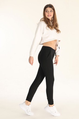 POGI - Pogi Kadın Tek Alt Pijama Uzun Klasik - Siyah