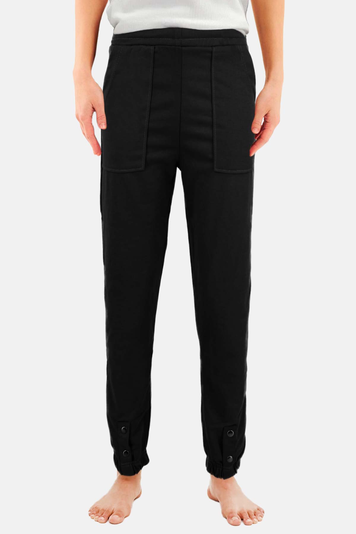 Pogi Kadın Tek Alt Uzun Eşofman - Bej - Thumbnail