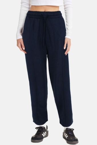 POGI - Pogi Kadın Tek Alt Uzun Eşofman Bel Bağlama Detaylı Pamuklu - Lacivert