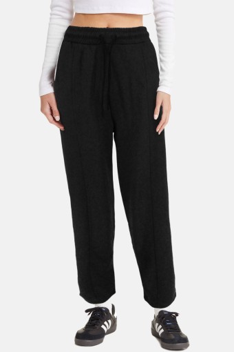 POGI - Pogi Kadın Tek Alt Uzun Eşofman Bel Bağlama Detaylı Pamuklu - Siyah