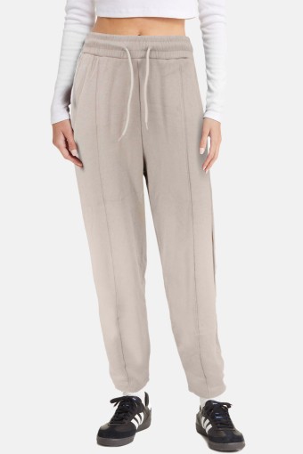 POGI - Pogi Kadın Tek Alt Uzun Eşofman Bel Bağlama Detaylı Pamuklu - Taş