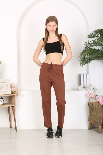 POGI - Pogi Kadın Tek Alt Uzun Eşofman - Kahverengi