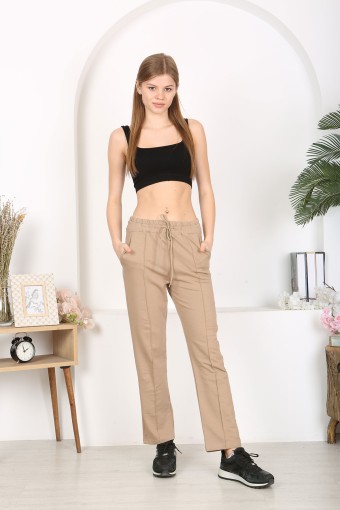 POGI - Pogi Kadın Tek Alt Uzun Eşofman - Taş