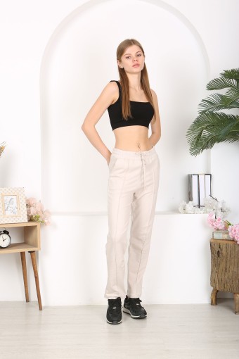 POGI - Pogi Kadın Tek Alt Uzun Eşofman - Taş (1)