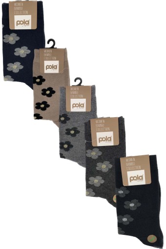 POLA - Pola Kadın Bambu Desenli Simli Soket Çorap (1)