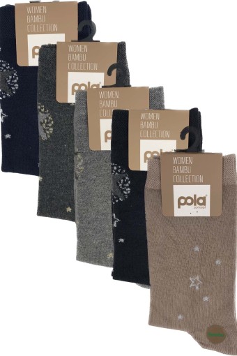 POLA - Pola Kadın Bambu Simli Soket Çorap (1)