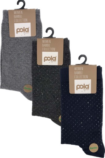 POLA - Pola Kadın Bambu Simli Soket Çorap (1)