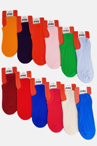 POLA - Pola Kadın Penye Happy Colour Sneaker Çorap