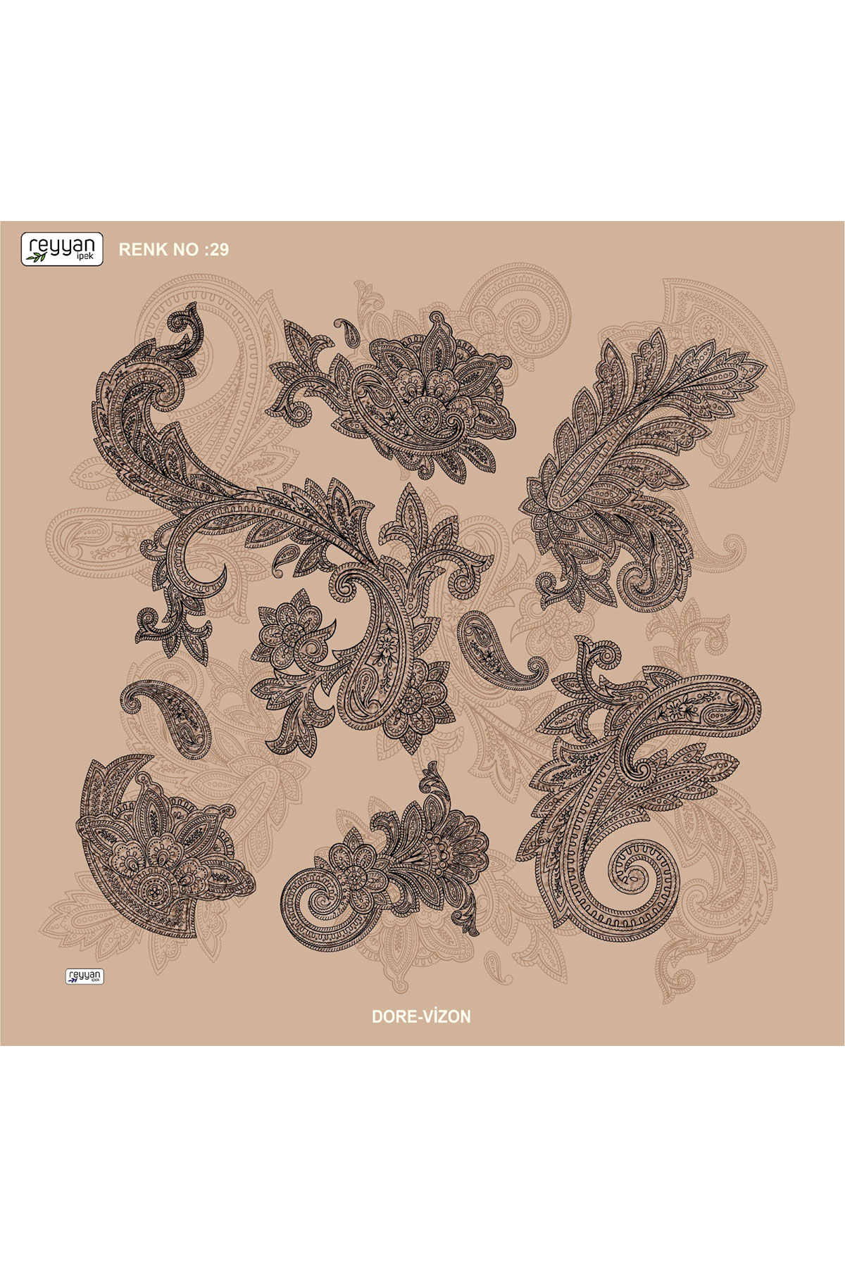 Reyyan Kadın Yazma Desenli 100x100 Cm - Thumbnail