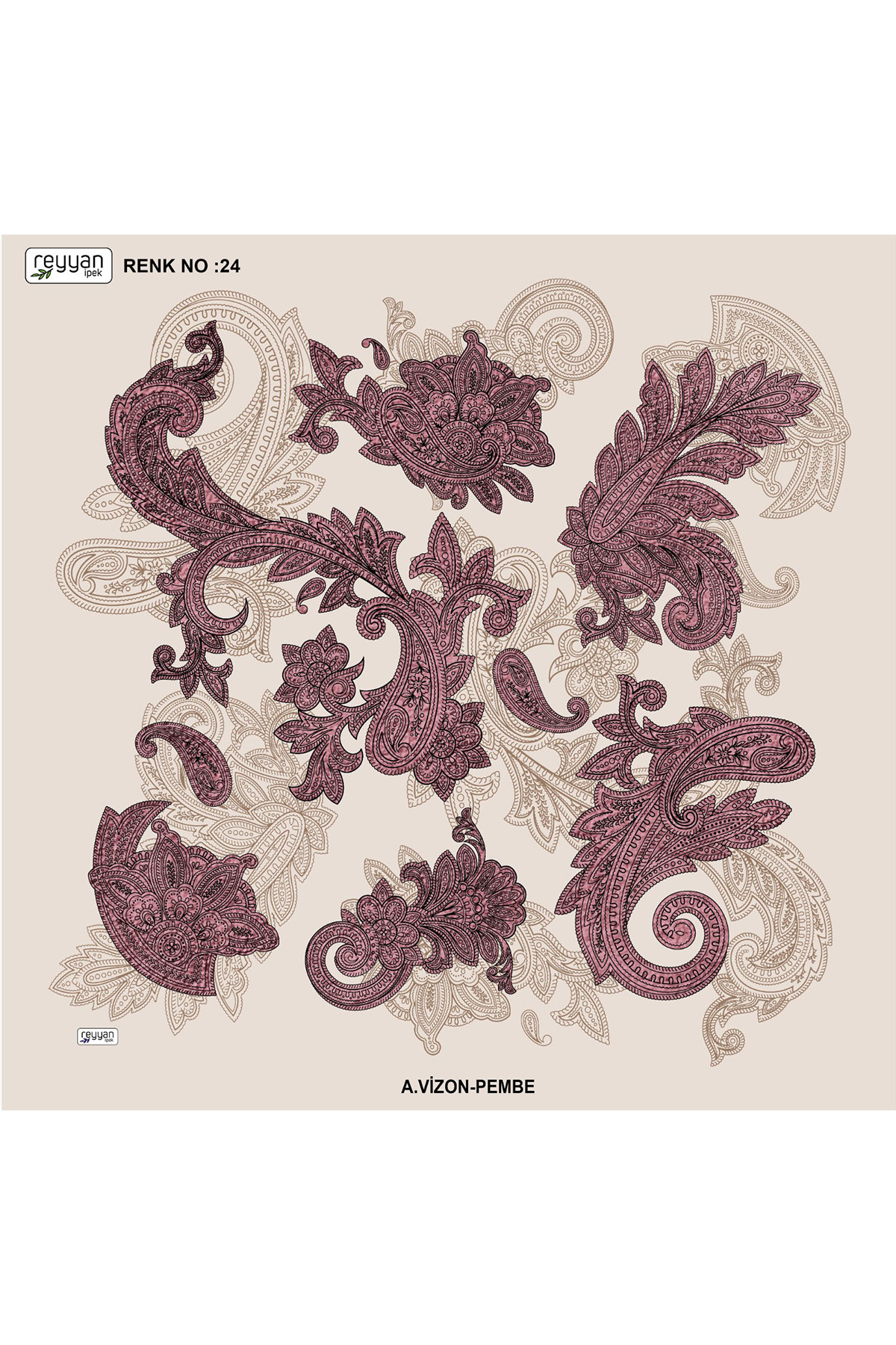 Reyyan Kadın Yazma Desenli 100x100 Cm - Thumbnail