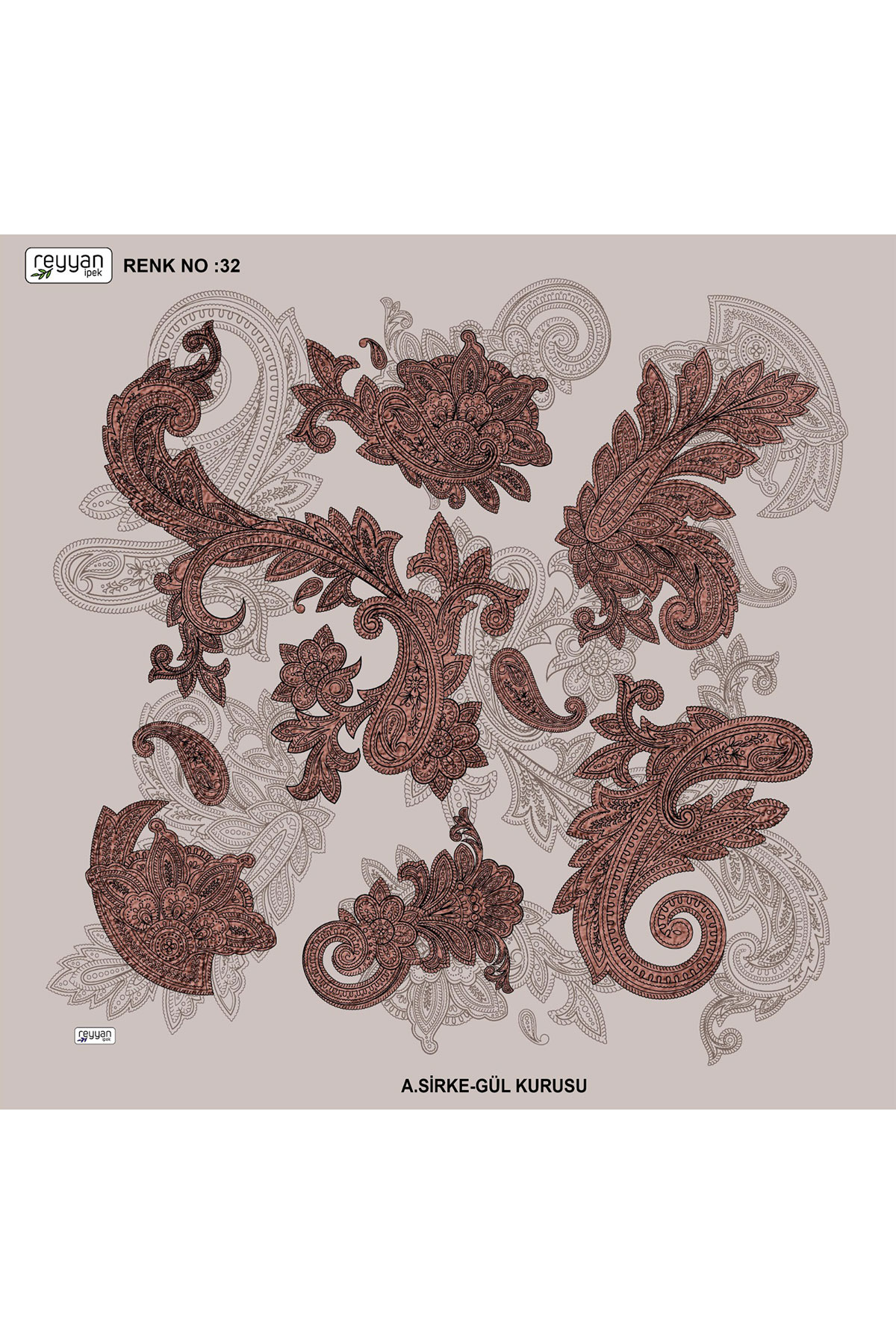 Reyyan Kadın Yazma Desenli 100x100 Cm - Thumbnail