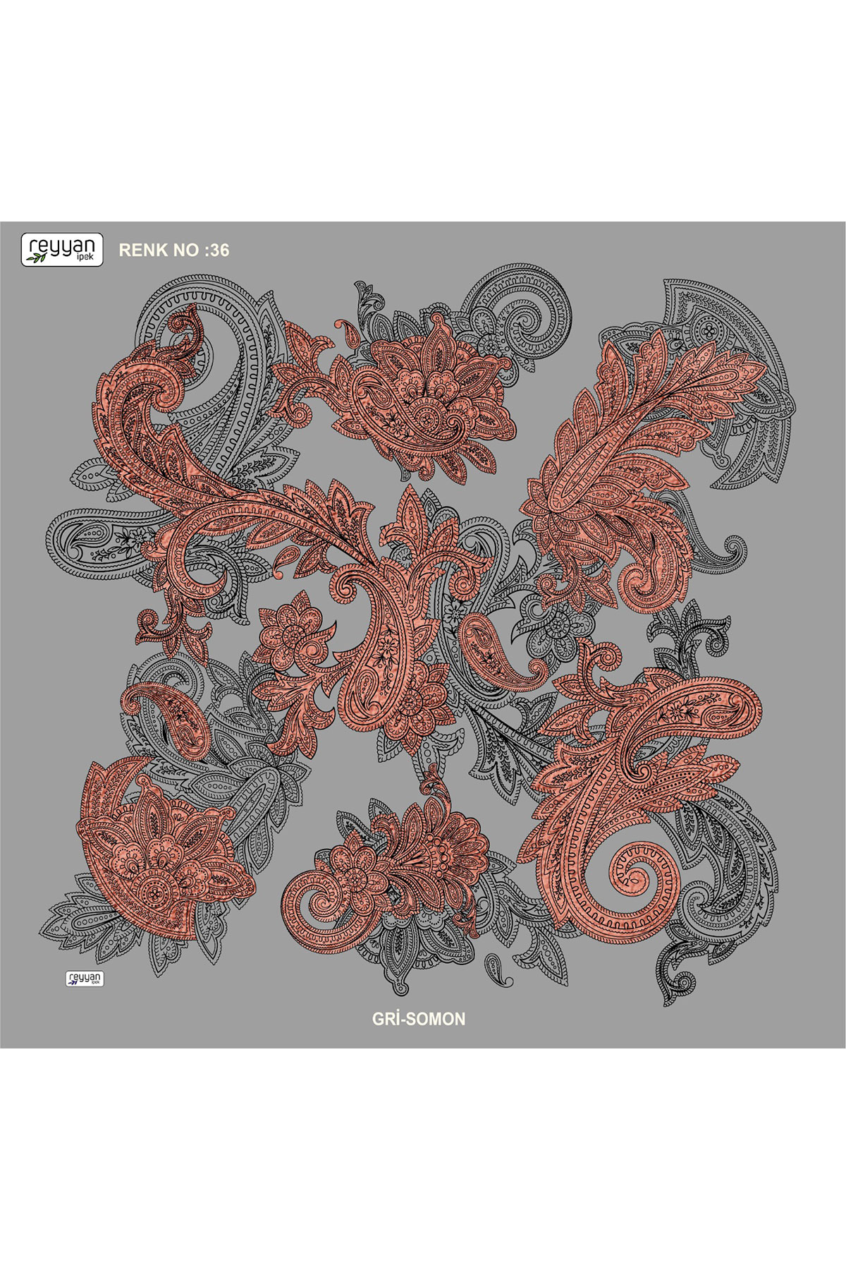 Reyyan Kadın Yazma Desenli 100x100 Cm - Thumbnail