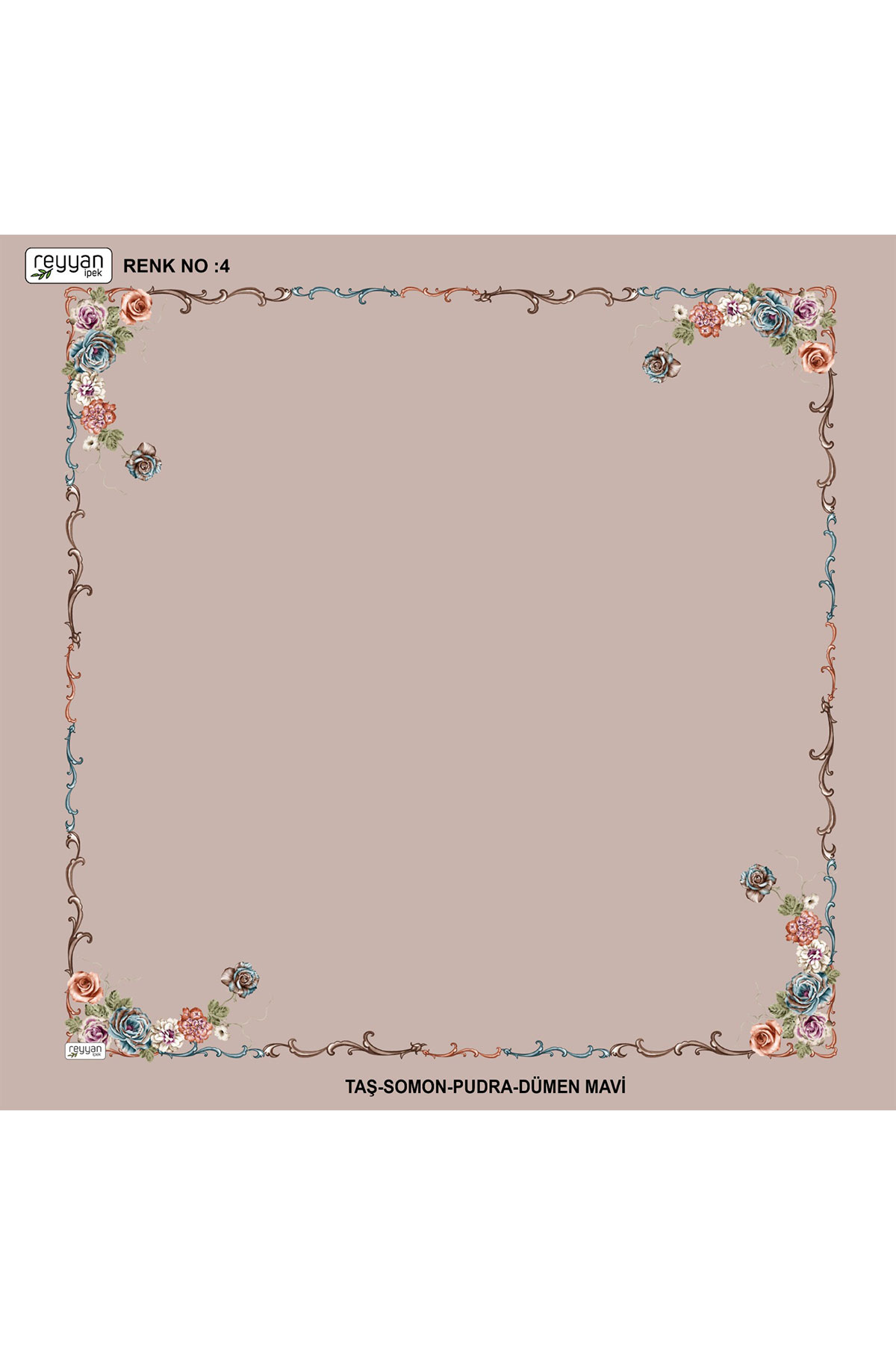 Reyyan Kadın Yazma Desenli 100x100 Cm İçi Boş - Thumbnail