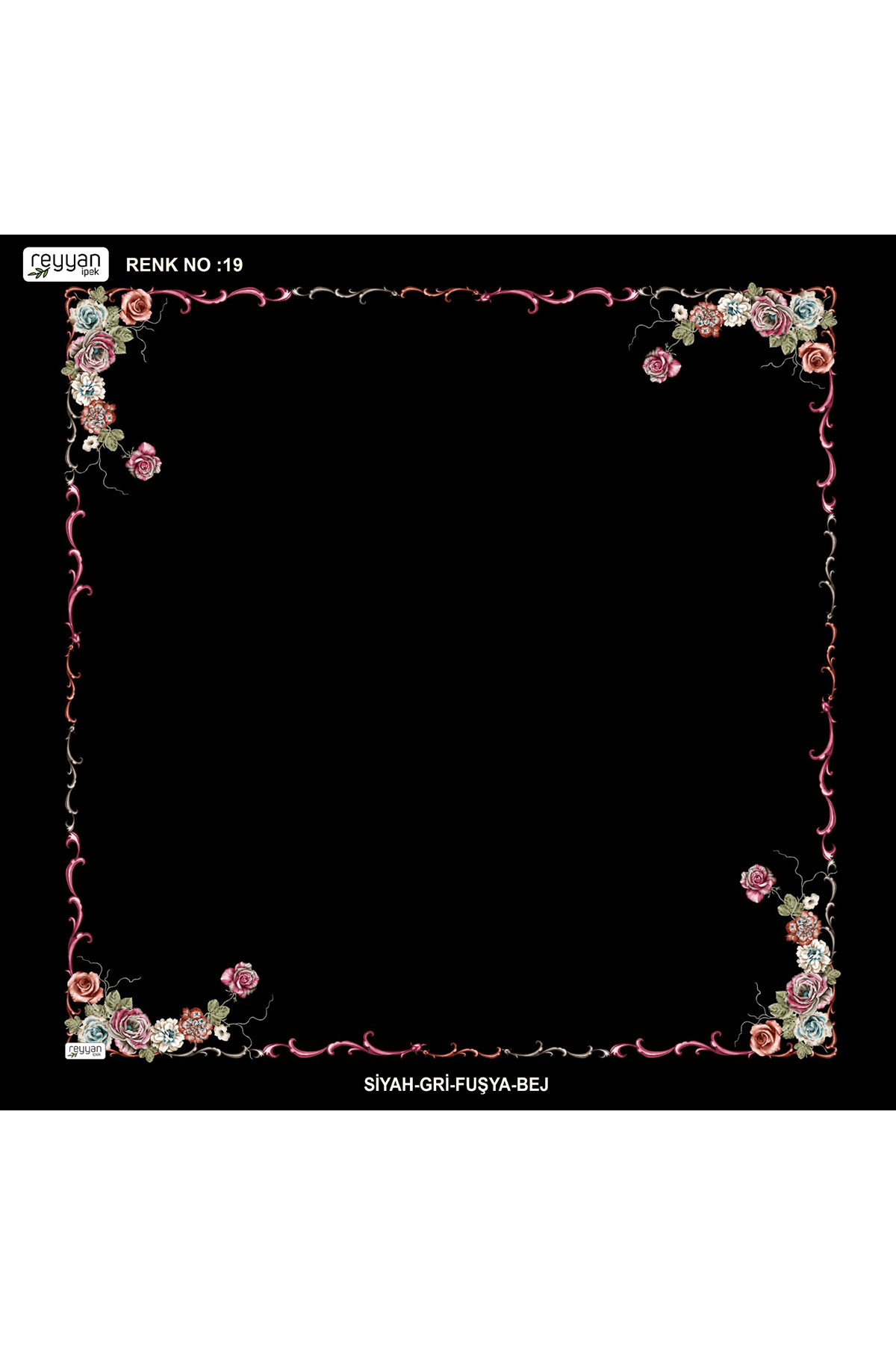 Reyyan Kadın Yazma Desenli 100x100 Cm İçi Boş - Thumbnail