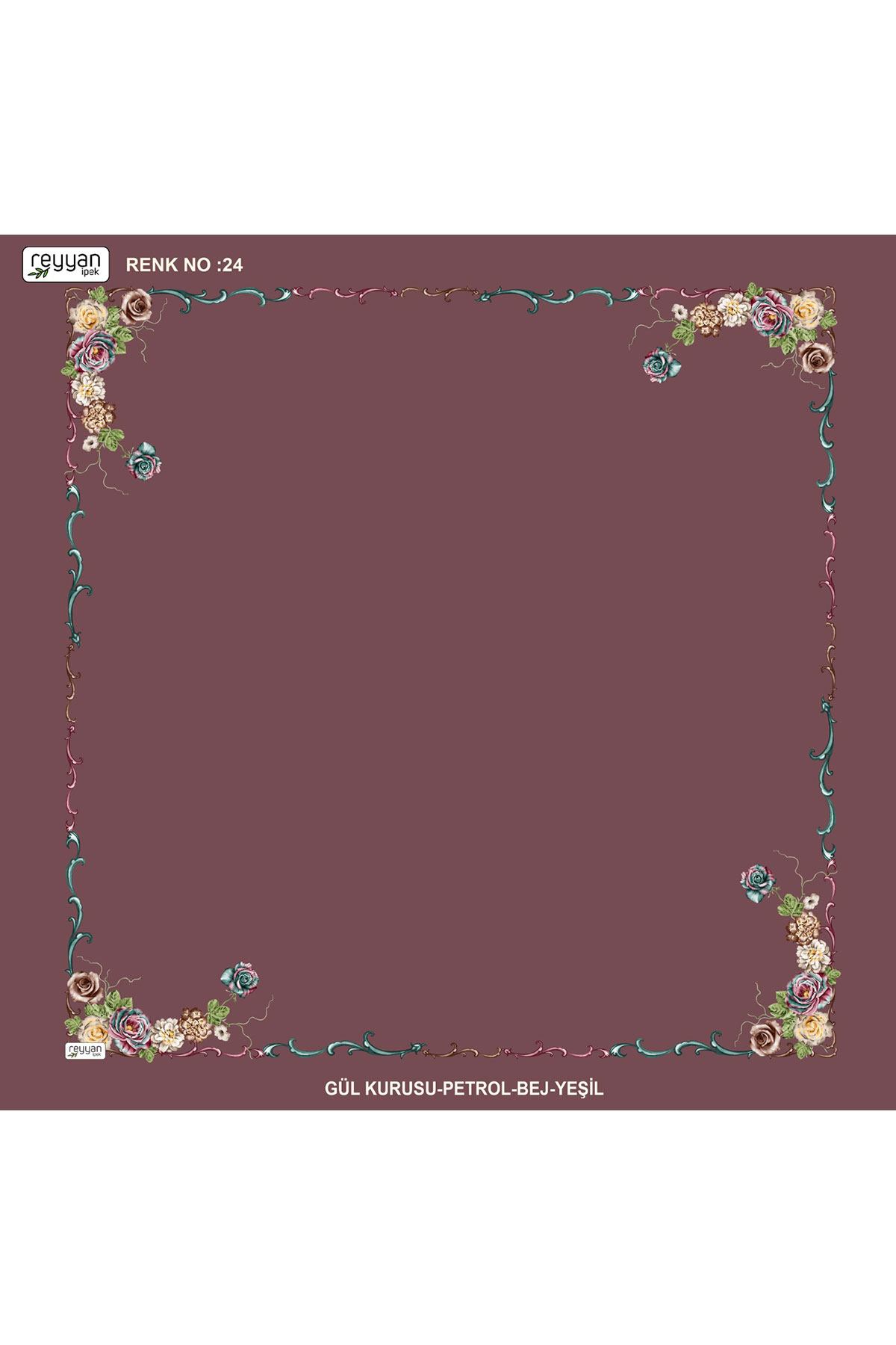 Reyyan Kadın Yazma Desenli 100x100 Cm İçi Boş - Thumbnail